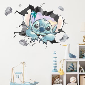 Stitch personaggi popolari decorazioni per la stanza adesivi murali in vinile rimovibili decalcomania decorazione per la casa arte murale bambini cameretta
