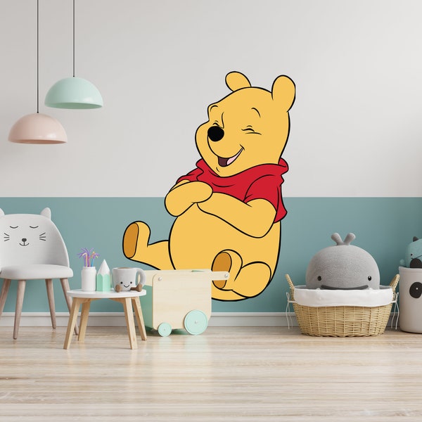 Happy Pooh Children's Popular Characters Room Decorations Removable Repositionable Wall Stickers Decal Home Decor Art Vinyl Mural