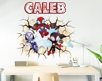 Personalized Spidey Superhero Room Decorations Removable Wall Stickers Decal Home Decor Art Mural Wall Art Custom Name Customized Decal