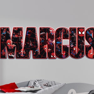 Gepersonaliseerde muurstickers superheld Aangepaste naam Populaire personages voor kinderen Kamerdecoraties Verwijderbare sticker Home Decor Art