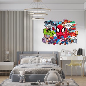 Personalized Superhero Comics Wall Stickers Custom Name Children's Popular Characters Room Decorations Removable Decal Home Decor Art image 4