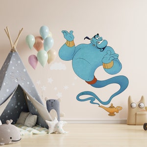 Adesivo da parete Genie Aladdin, decorazioni per la stanza, decalcomania in vinile rimovibile, decorazione per la casa, murale artistico per la stanza dei bambini