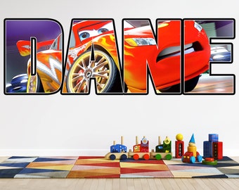 Cars Movie Wall Stickers Custom Name Children's Popular Characters Room Decorations Removable Decal Home Decor Art 05