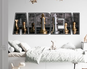 Chess Name Wall Sticker Removable Decal Personalized Custom Wall Decor Art