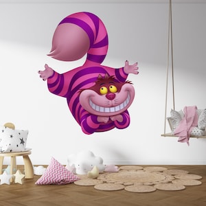 Gato Cheshire Personagens populares infantis Decorações de quarto Adesivos de parede removíveis e reposicionáveis Decalque Decoração de casa Arte