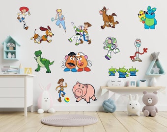 Personajes populares para niños Decoraciones de habitaciones Pegatinas de pared removibles Set Calcomanías Decoración para el hogar Arte Vinilo Calcomanías Mural Diseño de interiores para habitaciones de niños