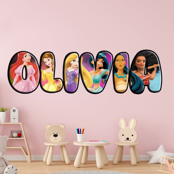 Disney-prinses gepersonaliseerde aangepaste muursticker sticker