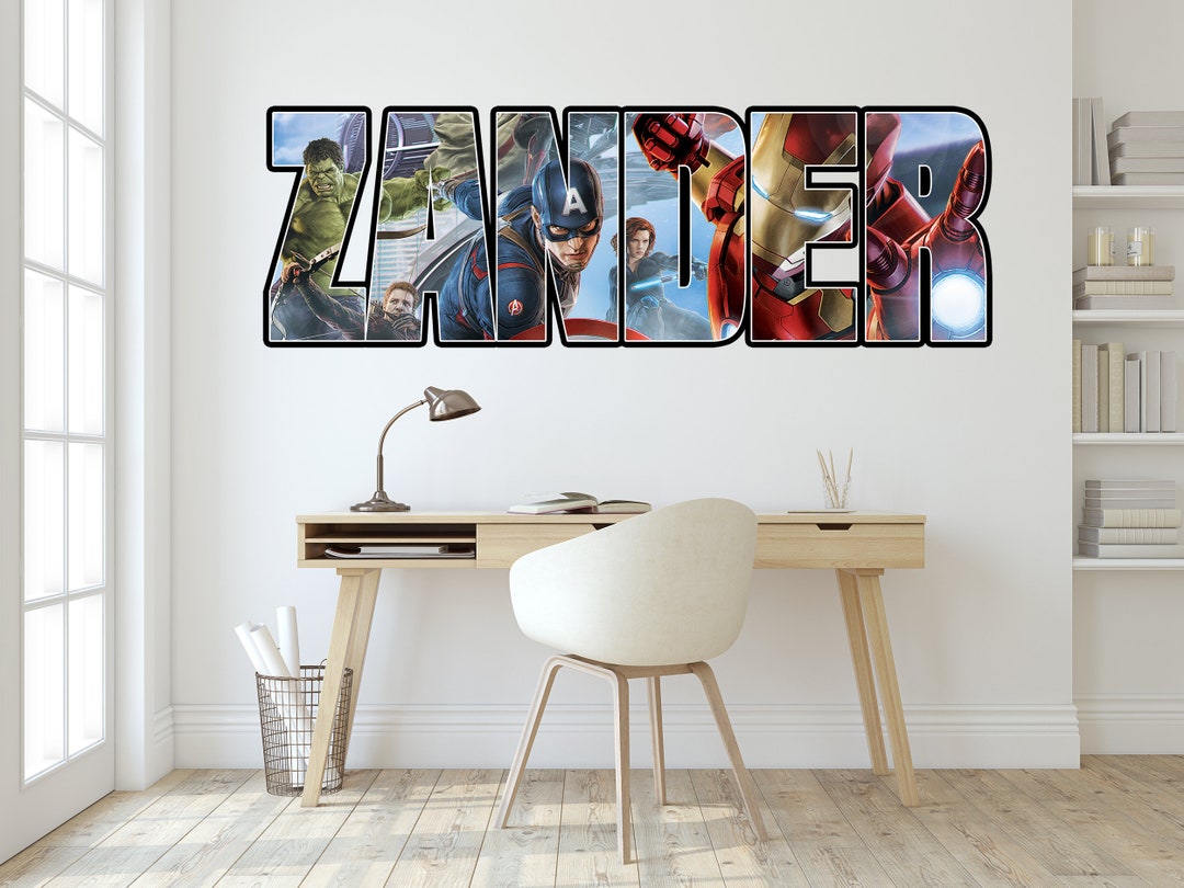 Personalized Superhero Wall Stickers Custom Name Children's Popular