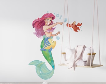 Ariel Princess Girls Room Decorations Removable Repositionable Wall Stickers Decal Home Decor Mural Art