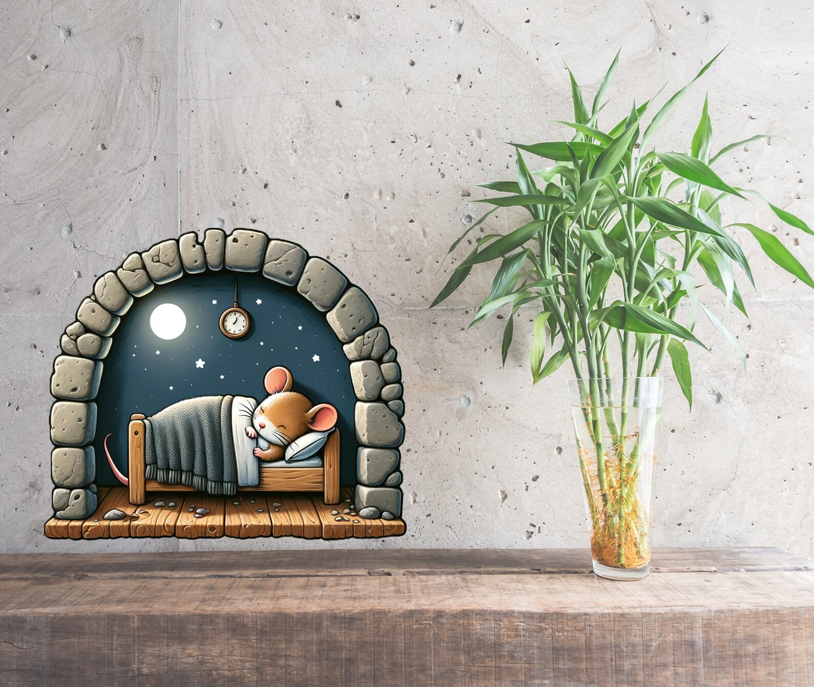 Mouse Napping Mouse Sleeping in His Bed, Inside His Mouse Tunnel - Wall Decal Sticker ...