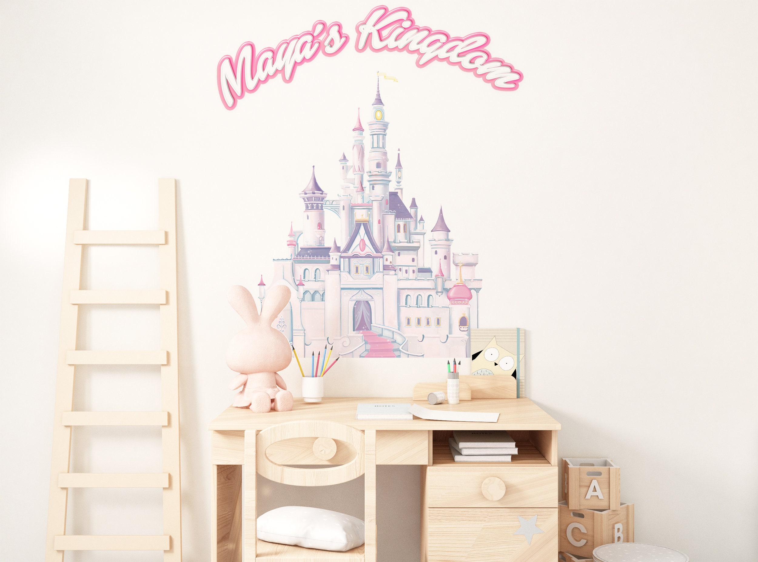 Disney Princess Castle Personalized Wall Sticker Custom Name Removable ...