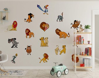 Sticker Mural Vinyle Simba Et Nala – Roi Lion, Décoration Chambre Enfant, Playroom, 62x57 Cm, Facile à Poser