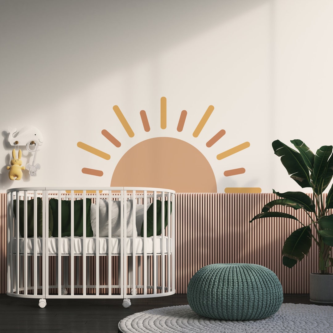 Boho Sun Wall Decal Half Sun Wall Sticker Rising Sun Kids Room Nursery ...