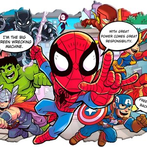 Personalized Superhero Comics Wall Stickers Custom Name Children's Popular Characters Room Decorations Removable Decal Home Decor Art image 5