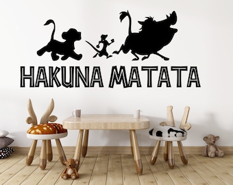 Lion King Hakuna Matata Kids Room Decorations Removable Wall Stickers Decal Home Decor Art Mural Stencil Silhouette