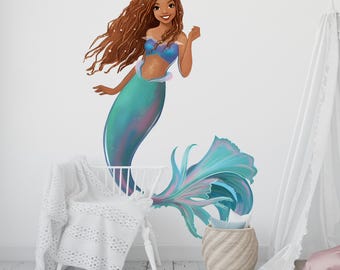Ariel Princess Movie Girls Room Decorations Removable Repositionable Wall Stickers Decal Home Decor Mural Art
