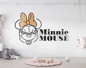Personagens populares infantis da Minnie Decorações de quarto Adesivos de parede removíveis Decalque de vinil Decoração de casa Arte Mural infantil