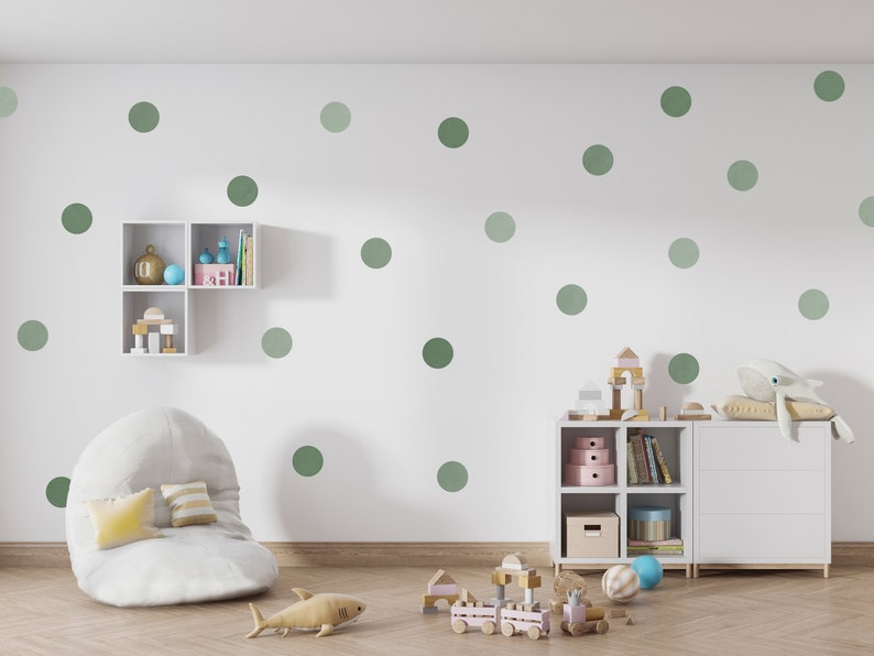 Sage Green Watercolor Polka Dot Wall Stickers Room Decorations ...