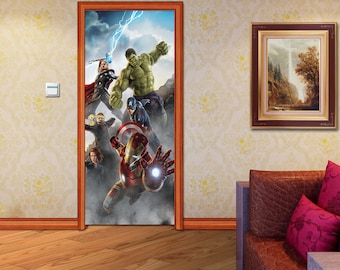 Superhero Popular Characters Door Wallpaper Decal Kids Room Wall/Door Art Decor D03