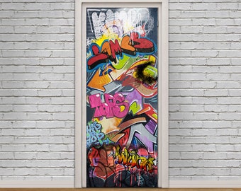 GRAFFITI DIY DOOR Wrap Decal Removable Sticker Personalized Name D316
