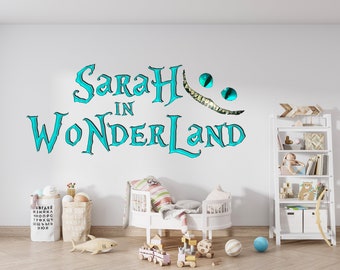 Alice In Wonderland Wall Stickers Custom Name Children's Room Decorations Removable Decal Home Decor Art Personalized Vinyl Decal Kids Room