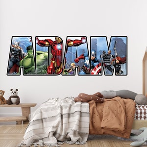 Personalized Superhero Wall Stickers Custom Name Children's Popular Characters Room Decorations Removable Decal Home Decor Art