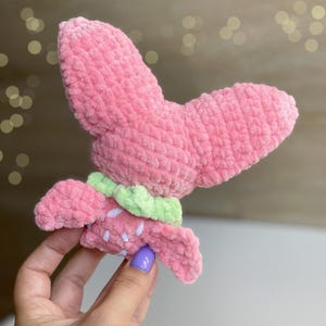 Bat CROCHET PATTERN, Fruit Amigurumi Plushie, Strawberry Pink Bat, Easy Fall/Halloween Pattern for Beginners image 3