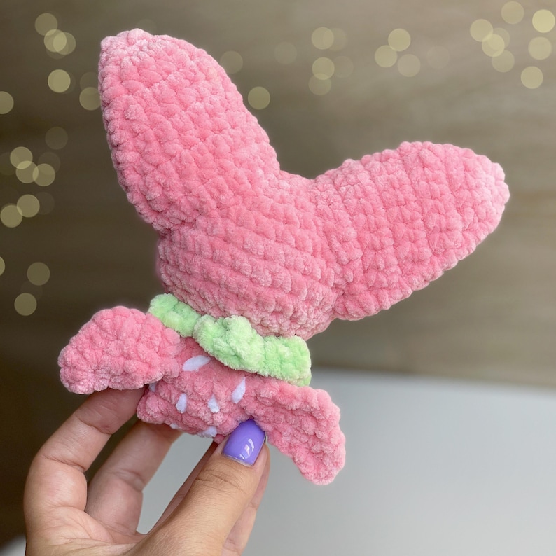Bat CROCHET PATTERN, Fruit Amigurumi Plushie, Strawberry Pink Bat, Easy Fall/Halloween Pattern for Beginners image 3