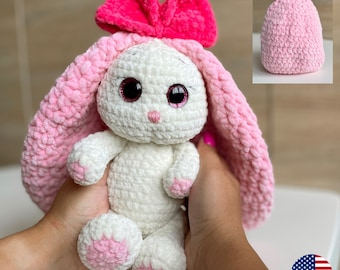 Bunny CROCHET PATTERN Amigurumi, Easter Rabbit with Huge ears, Plush floppy crochet bunny Baby Toy