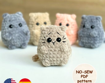 Loaf Cat CROCHET PATTERN, No SEW mini Amigurumi Kitty plushie, Tiny Animal Easy Beginner