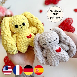 Easter Bunny CROCHET PATTERN, No Sew Amigurumi, Floppy Ears Rabbit Plushie, Snuggler Easy PDF