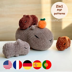 Capybara 2in1 CROCHET PATTERNS, No-Sew Amigurumi Plushies, Easy Crochet PDF Hamster tutorial, Kawaii Guinea Pig, Cute Stuffed Animal Toy