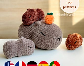 Capybara 2in1 CROCHET PATTERNS, No-Sew Amigurumi Plushies, Easy Crochet Animals