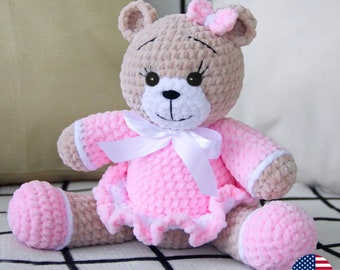 Crochet Bear PATTERN, Amigurumi Animals Plushie, Cute Baby Girl Toy