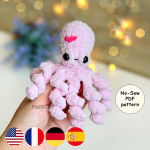 Octopus CROCHET PATTERN, Amigurumi No Sew Kraken Plushie, Quick & Easy Sea Creature
