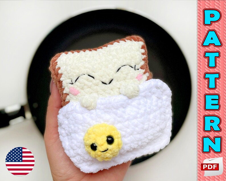 Toast With Egg Crochet PATTERN Easy Crochet Amigurumi Etsy