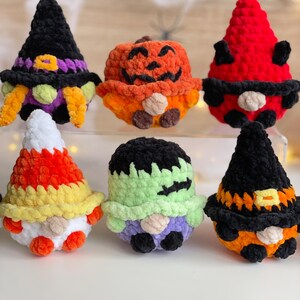 Halloween Gnome Crochet Pattern, No-Sew Mini Amigurumi 8-in-1 Bundle image 3