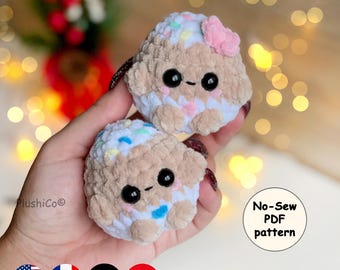 Gingerbread Man CROCHET PATTERN, Christmas No Sew Amigurumi Small Ornament, Mini Cookie babies
