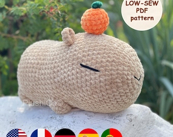 Capybara CROCHET PATTERN, Amigurumi Plushie, Low Sew beginner amigurumi, Cute Stuffed Animal, Plush Baby Toy, Digital amigurumi tutorial PDF