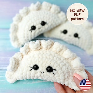 Dumpling Crochet No SEW PATTERN, Kawaii Amigurumi Little Pierogi Plushie, Chinese Crochet Sushi Play Food, Cute Stuffed Bao Bun