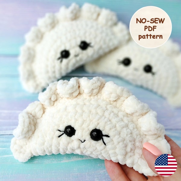 Dumpling Crochet No SEW PATTERN, Kawaii Amigurumi Little Pierogi Plushie, Chinese Crochet Sushi Play Food, Cute Stuffed Bao Bun