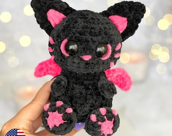 Black Cat Amigurumi Crochet Pattern, Spooky Halloween Plushie (PDF Pattern)