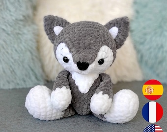 Wolf CROCHET PATTERN, Amigurumi Woodland Stuffed Plush Animal, Plushie Baby Toy