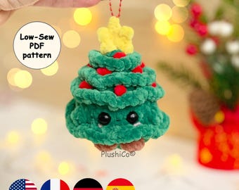 Christmas Tree Keychain Crochet Pattern, Low-Sew Amigurumi PDF, Plush Ornament DIY, Beginner Friendly Xmas Decor
