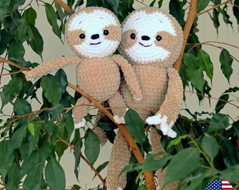 Sloth CROCHET PATTERN, Amigurumi Animal DIY, Mom Baby Plushie