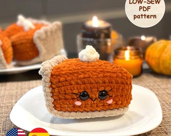 Pumpkin pie Crochet PATTERN, Fall Amigurumi, Thanksgiving Handmade Gift, Crochet Play Food (PDF download)