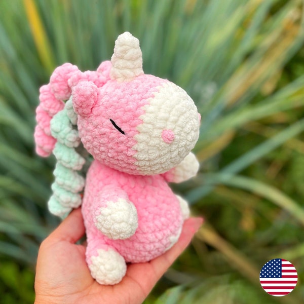 Unicorn Crochet PATTERN, Amigurumi Rainbow Plushie, Cute Kawaii Magical Pink Horse, Stuffed Animal Plush Baby Toy