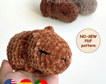 Motivo all'uncinetto senza cuciture Baby Capibara, peluche Amigurumi, tutorial per criceti PDF facile all'uncinetto, porcellino d'India Kawaii, simpatico giocattolo di peluche