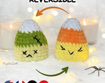 Reversible Candy Corn Crochet Pattern, Halloween Amigurumi, Quick & Easy Beginner Small Fidget Plushie, Interactive Sensory Toy