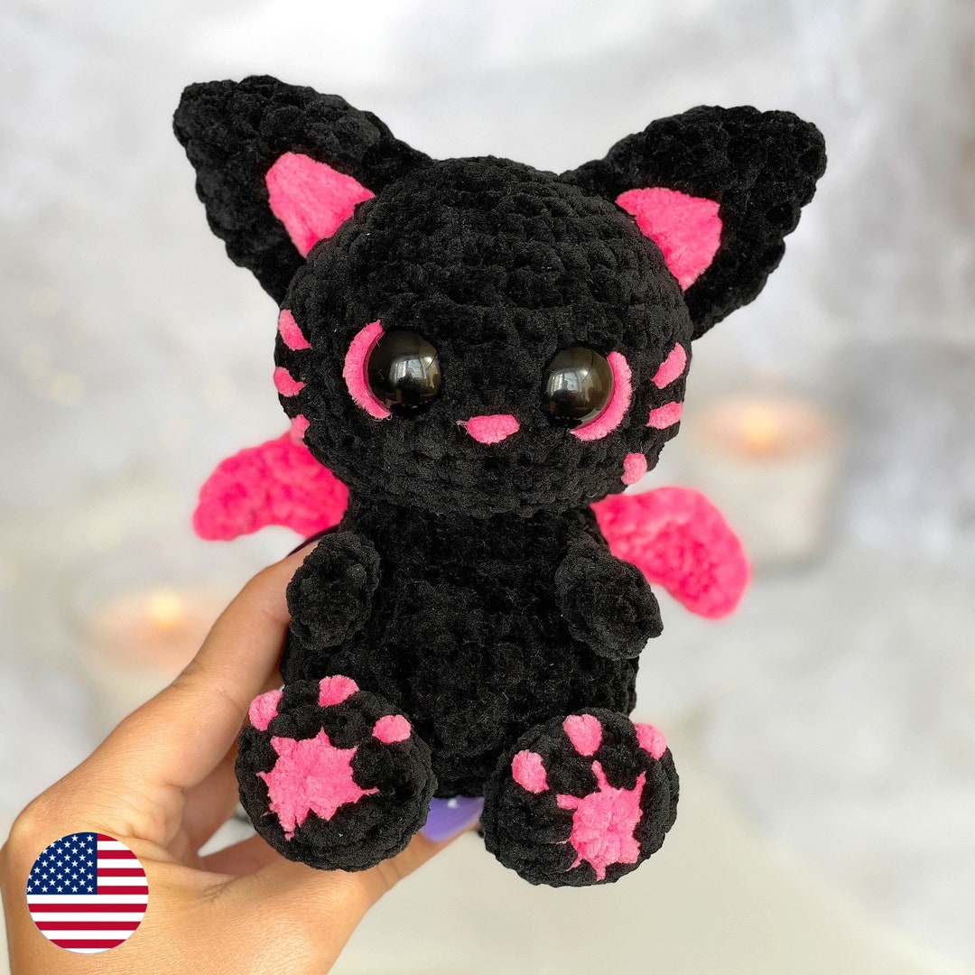 Handmade Crochet Black Kitten Toy
